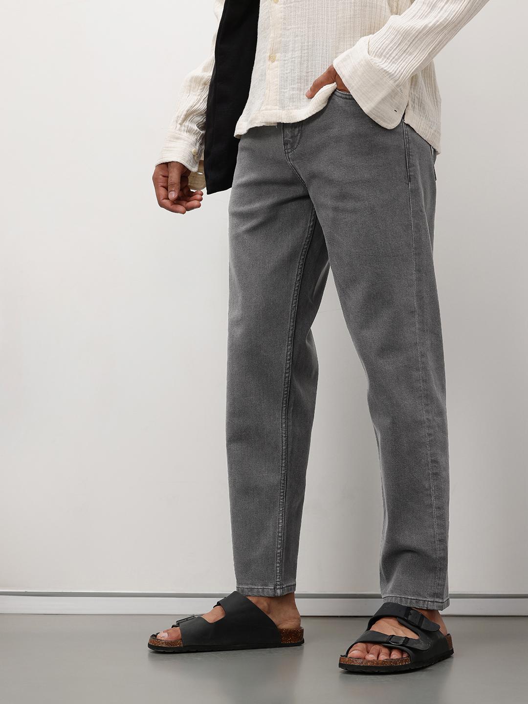 ether Men 365 Essentials Tapered Fit Mid-Rise Stretchable Cropped Jeans
