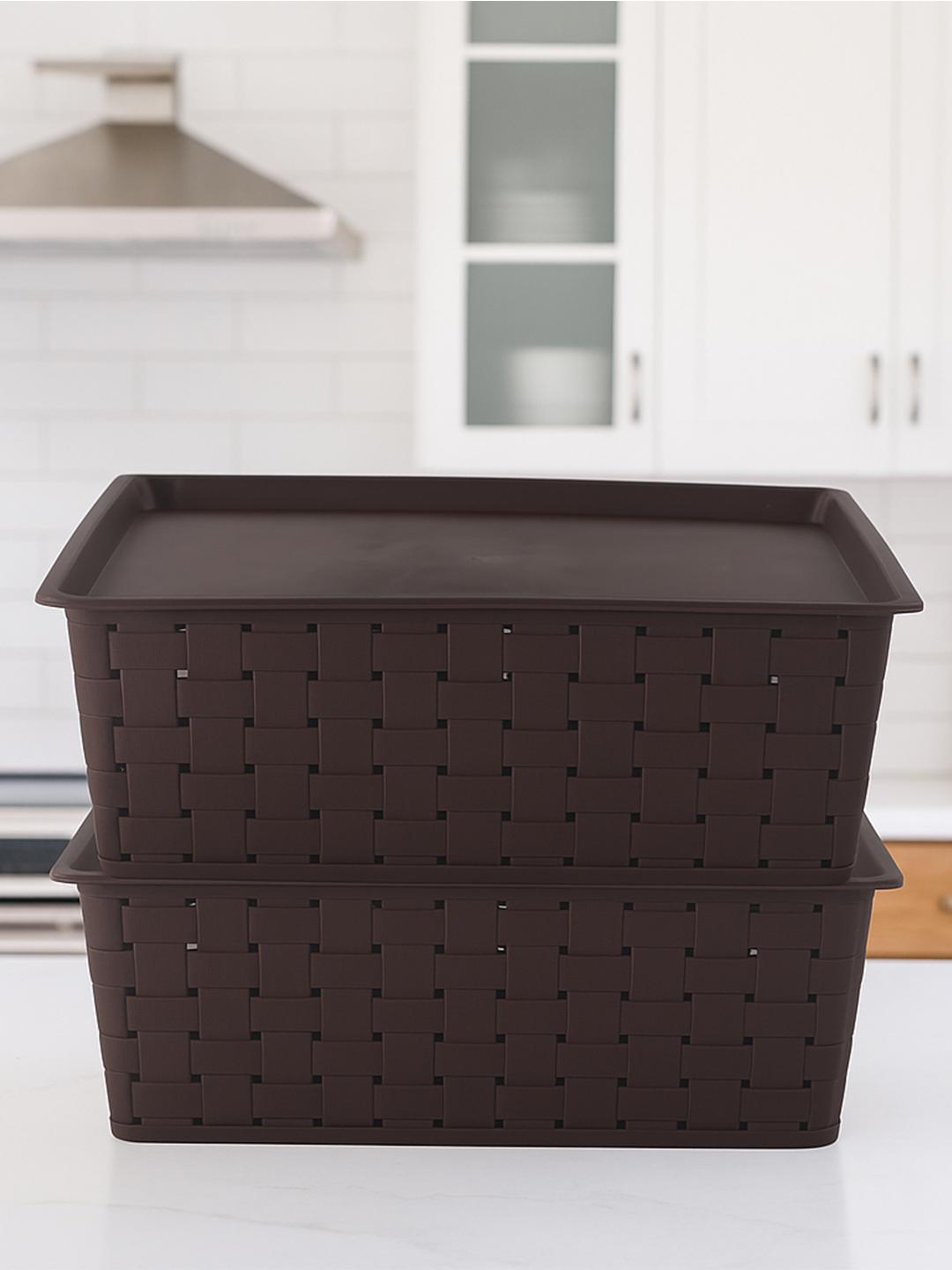Buy Kuber Industries Brown Self Design Pack Of 2 Multi Purpose Basket For Storage -  - Home for Unisex