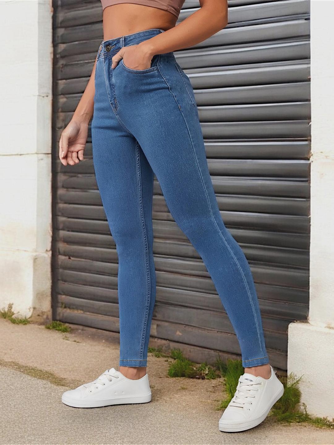 DOLCE CRUDO Women Skinny Fit High-Rise Light Fade Jeans