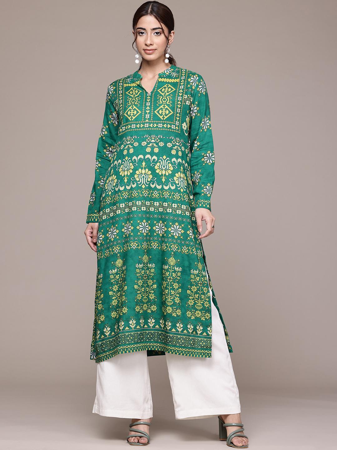 Buy Aarke Ritu Kumar Ethnic Motifs Printed Kurta - Kurtas for Women ...