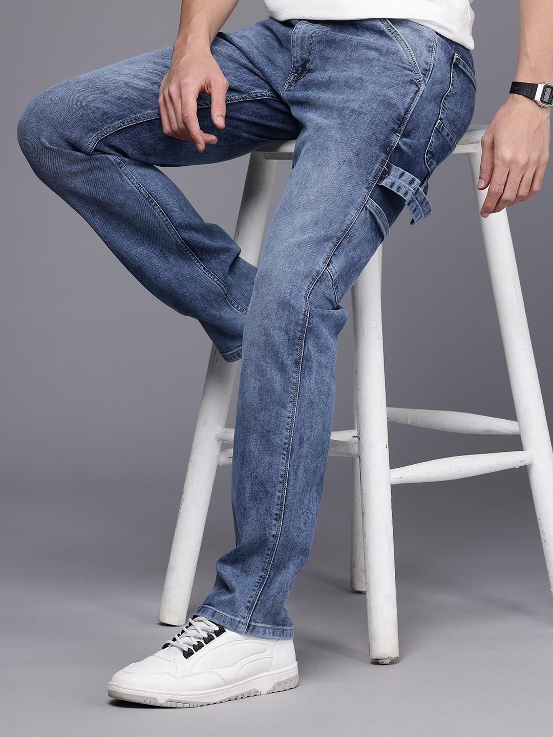 Allen Solly Men Classic Straight Fit Mid-Rise Heavy Fade Stretchable Jeans