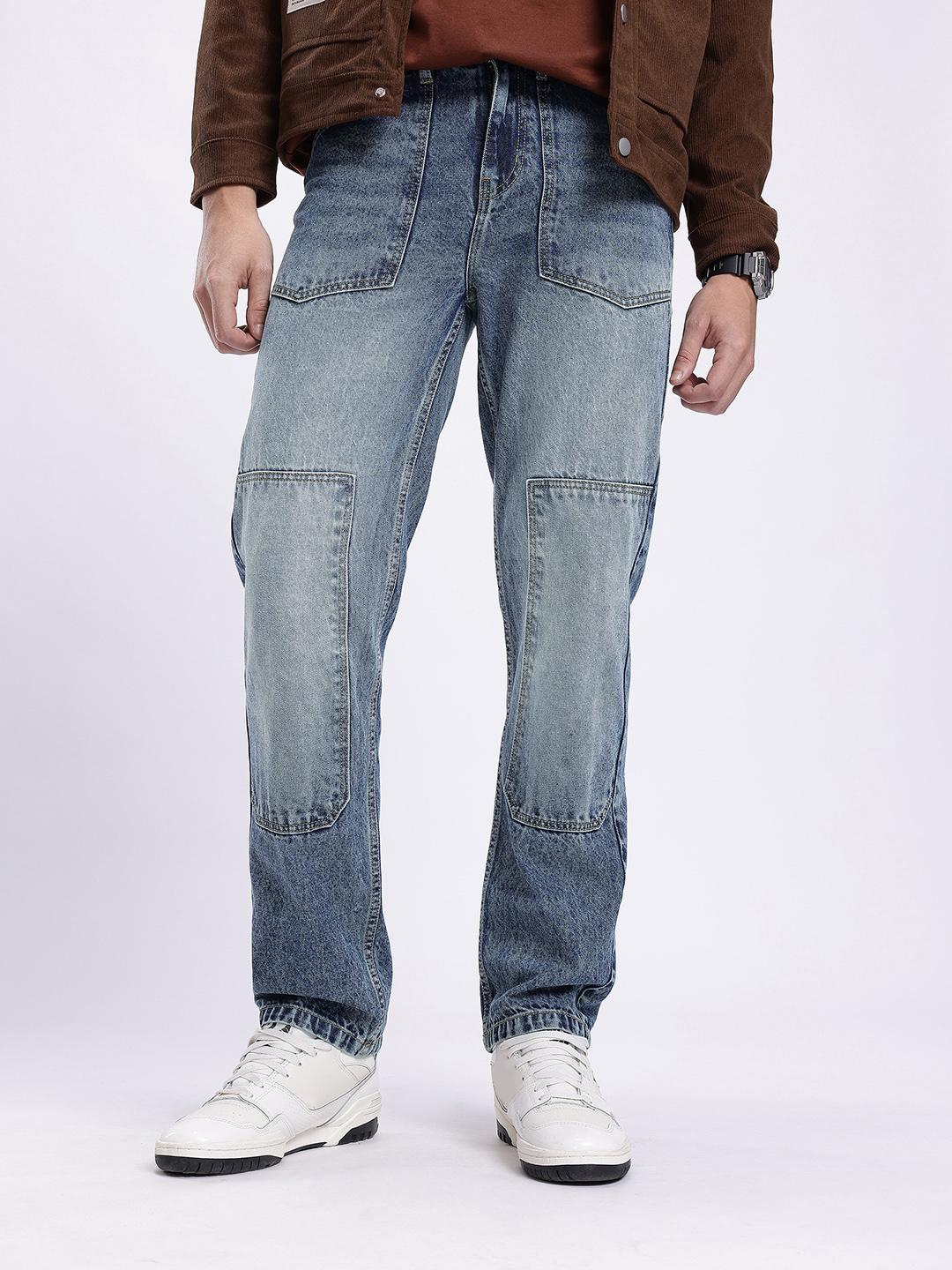 glitchez Men Heavy Fade Jeans With Mock Pocket Detailing