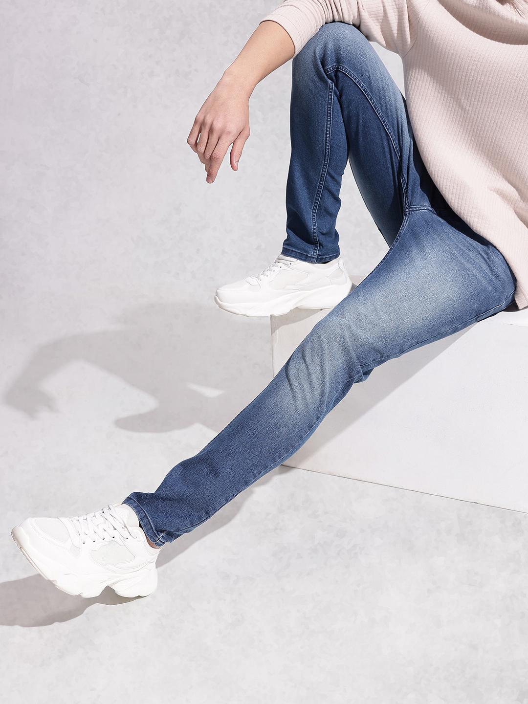 WROGN Men Slim Tapered Fit Mid-Rise Light Fade Stretchable Jeans