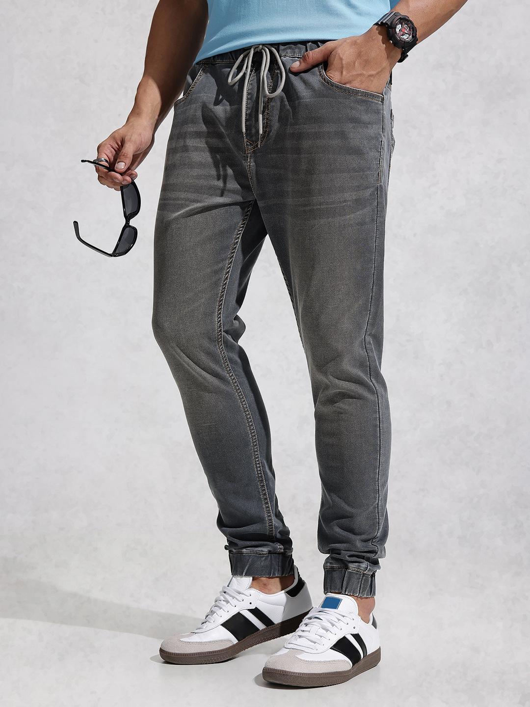 WROGN Men Jogger Mid-Rise Light Fade Stretchable Jeans