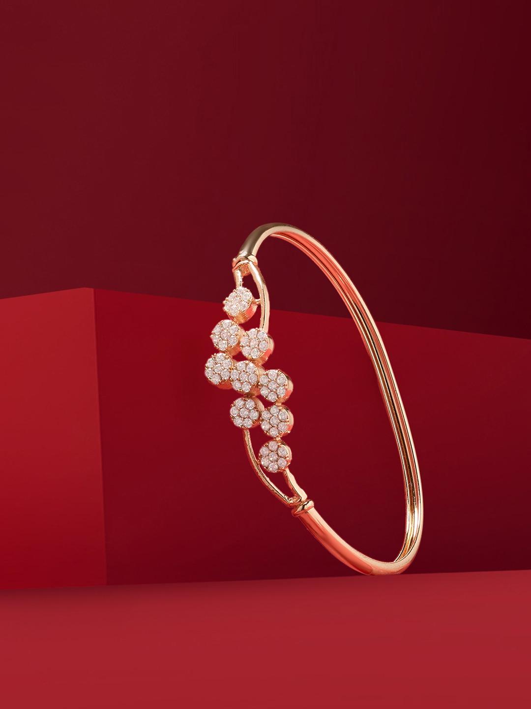 Buy Zaveri Pearls Rose Gold Plated Cubic Zirconia Studded Kada Bracelet -  - Accessories for Women