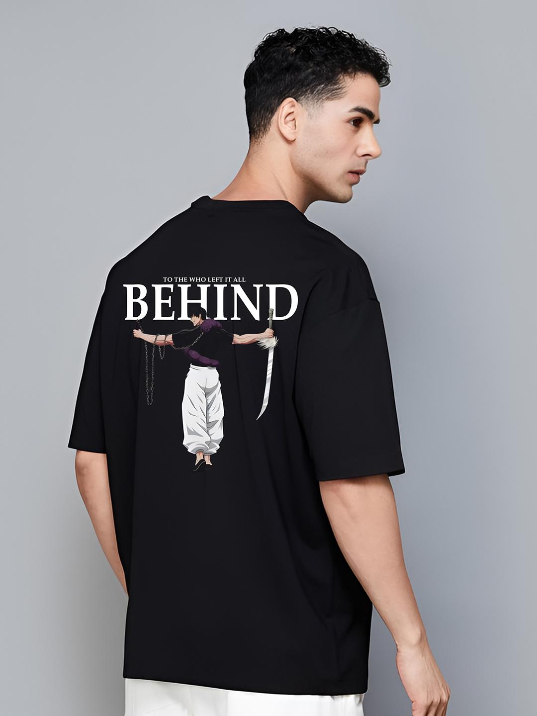 Men's Graphic Black Round Neck Oversized T-Shirt