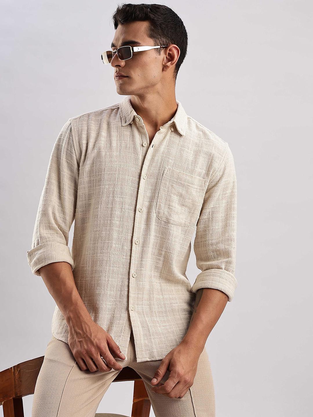 HERE&NOW Men Slim Fit Opaque Casual Shirt