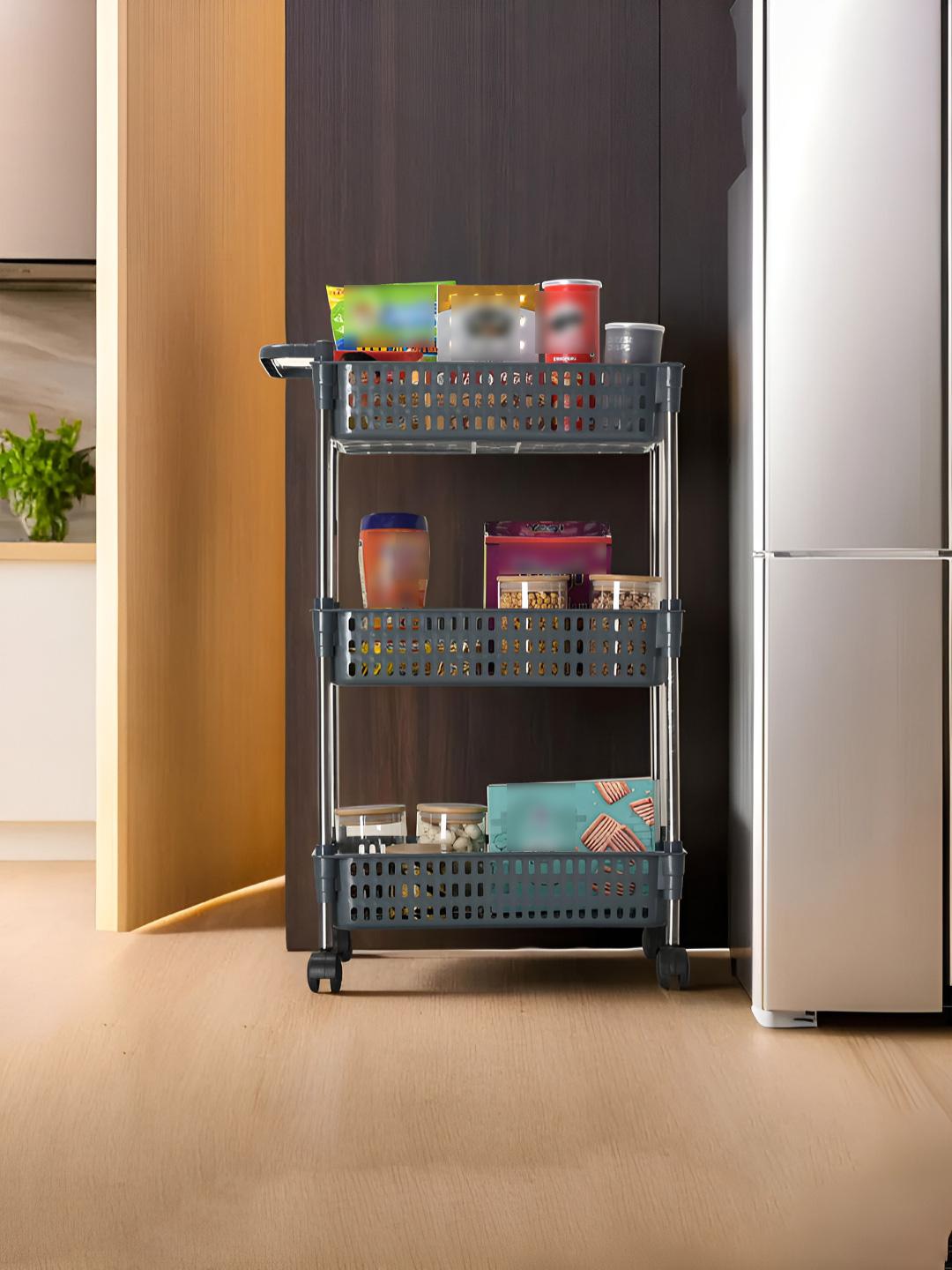 Storage Racking Trolley Buy Myntra Elegant Homes Grey & Steel 3 Layer Rotating Storage Rack ...