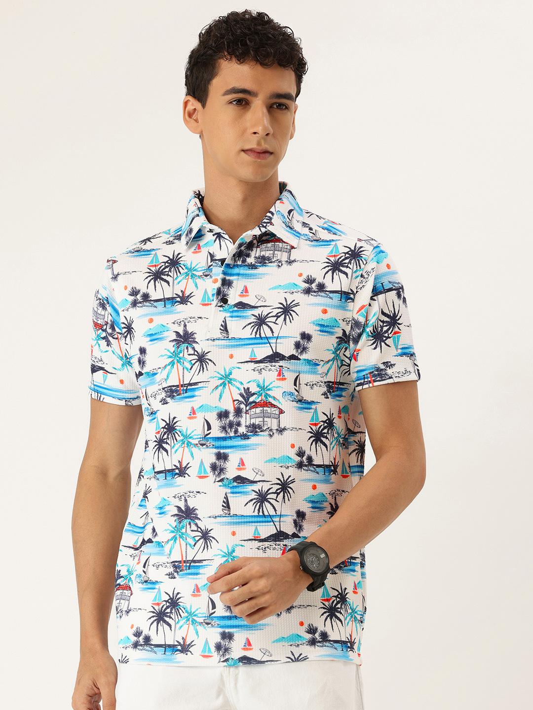 Buy FIFTY TWO Tropical Printed Polo Collar T Shirt - Tshirts for Men ...