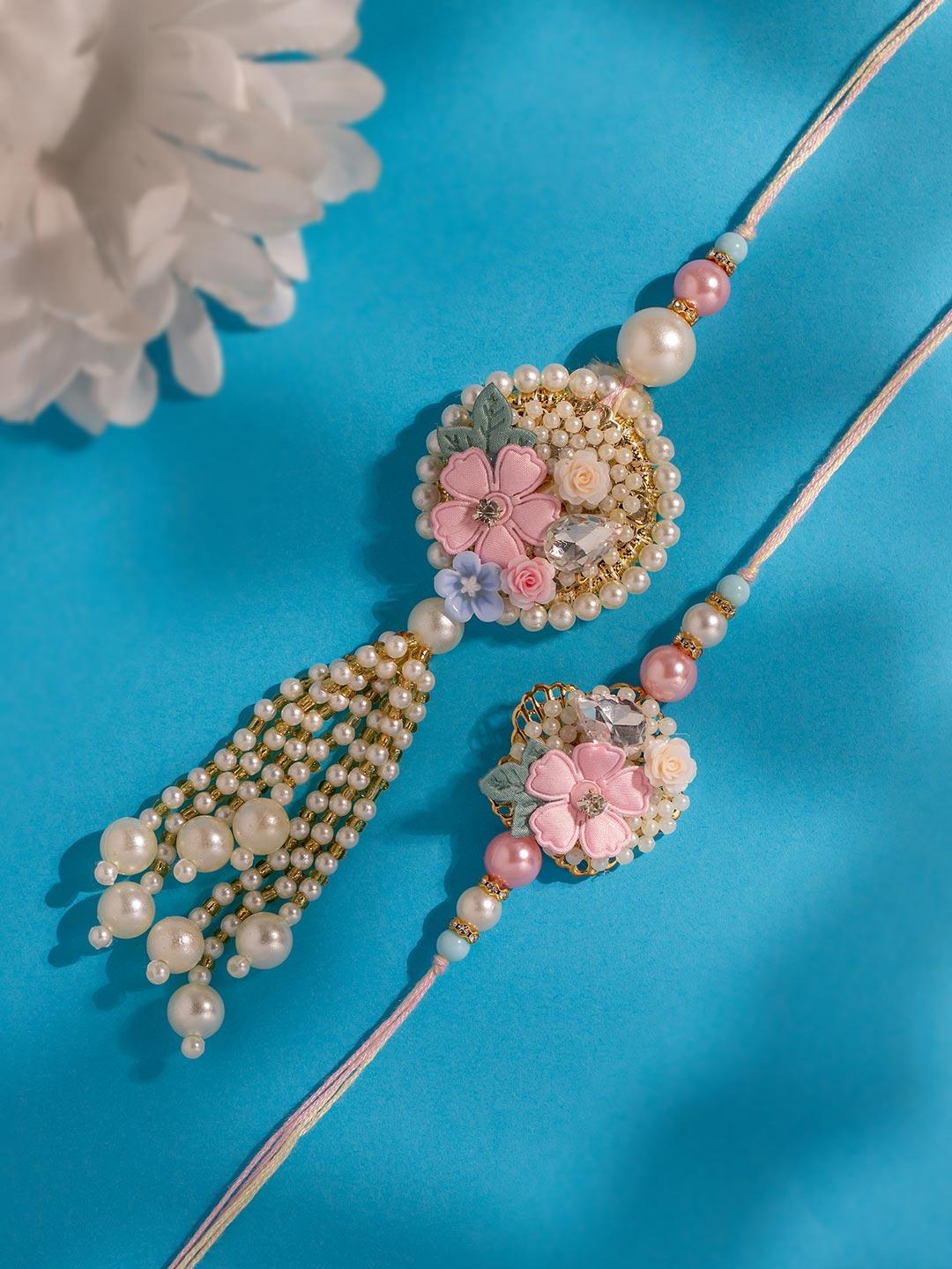 Buy Timeless Designer Floral Bhaiya Bhabhi Rakhi Set -  - Accessories for Unisex