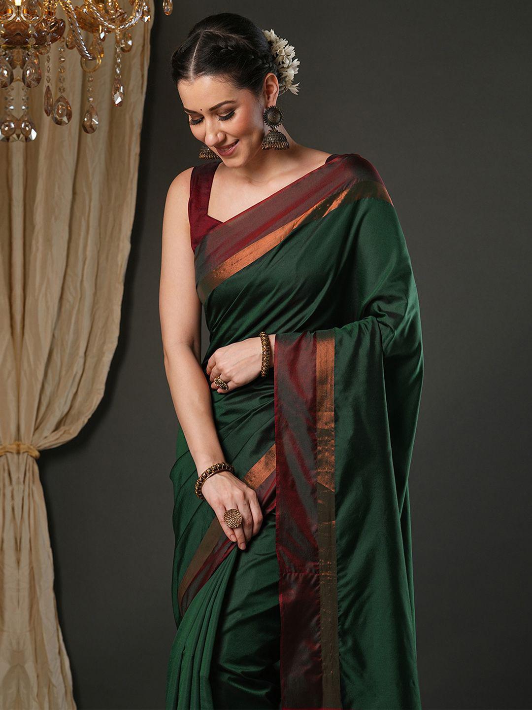 Saree mall Striped Woven Design Zari Silk Saree main image 1