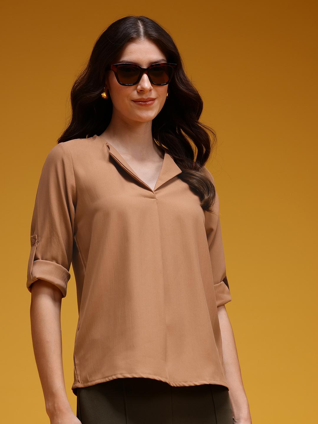 Solid Polyester Formal Top 67291