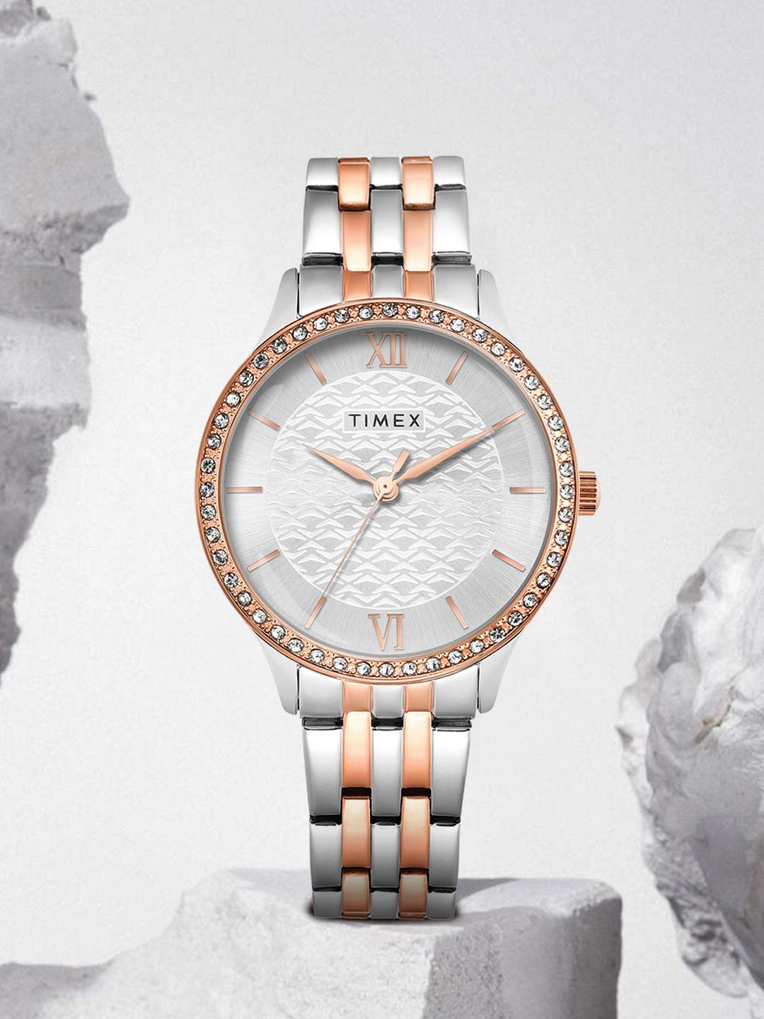 Buy Timex Women Stainless Steel Embellished Dial & Bracelet Straps Analogue Watch TWEL21901 - - Accessories for Women