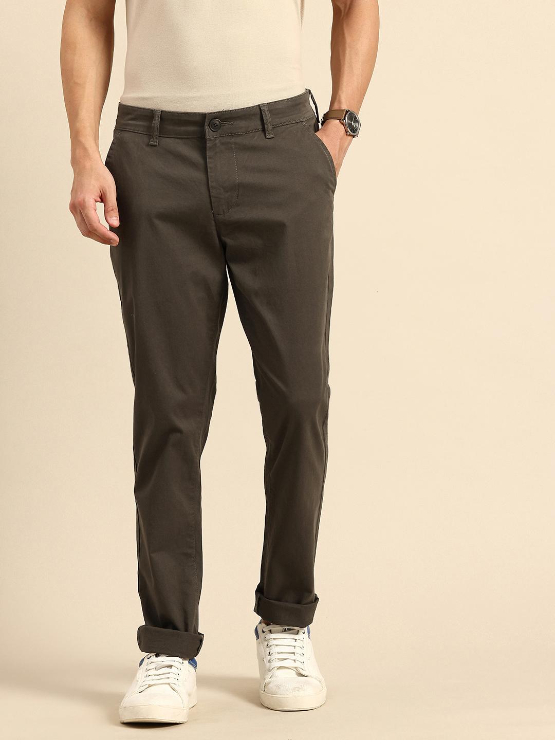 Beige Cropped fit Men's Chinos by Being Human Clothing main image 1