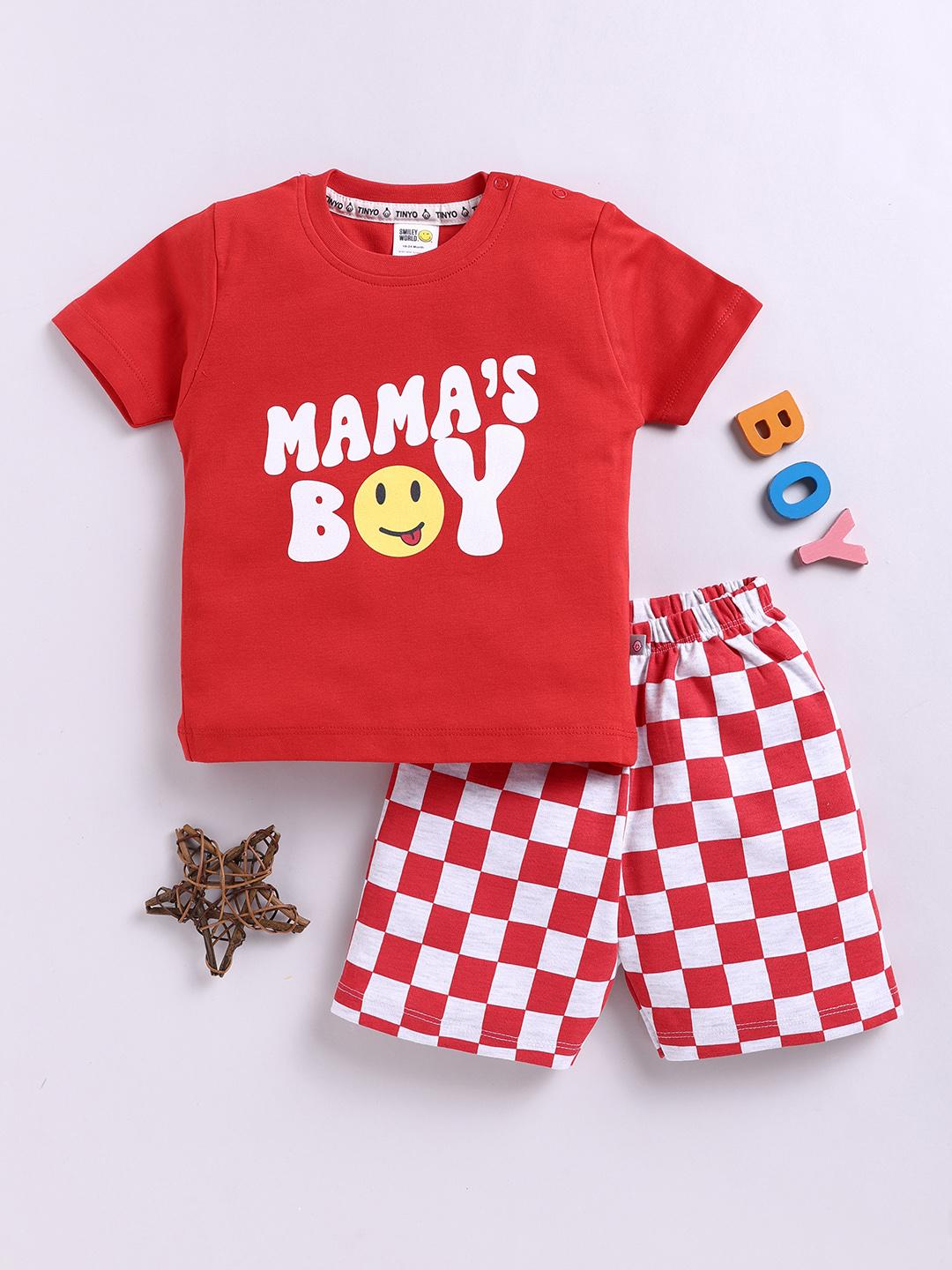 Buy YK X Tinyo Infant Boys Typography Printed Pure Cotton T Shirt With Shorts - - Apparel for Boys