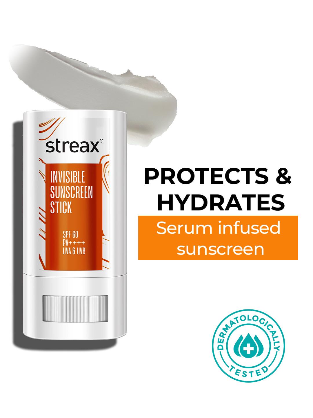 Buy Streax SPF60 PA++++ Invisible Sunscreen Stick With Ceramides & Hyaluronic 20 G - - Personal Care for Unisex