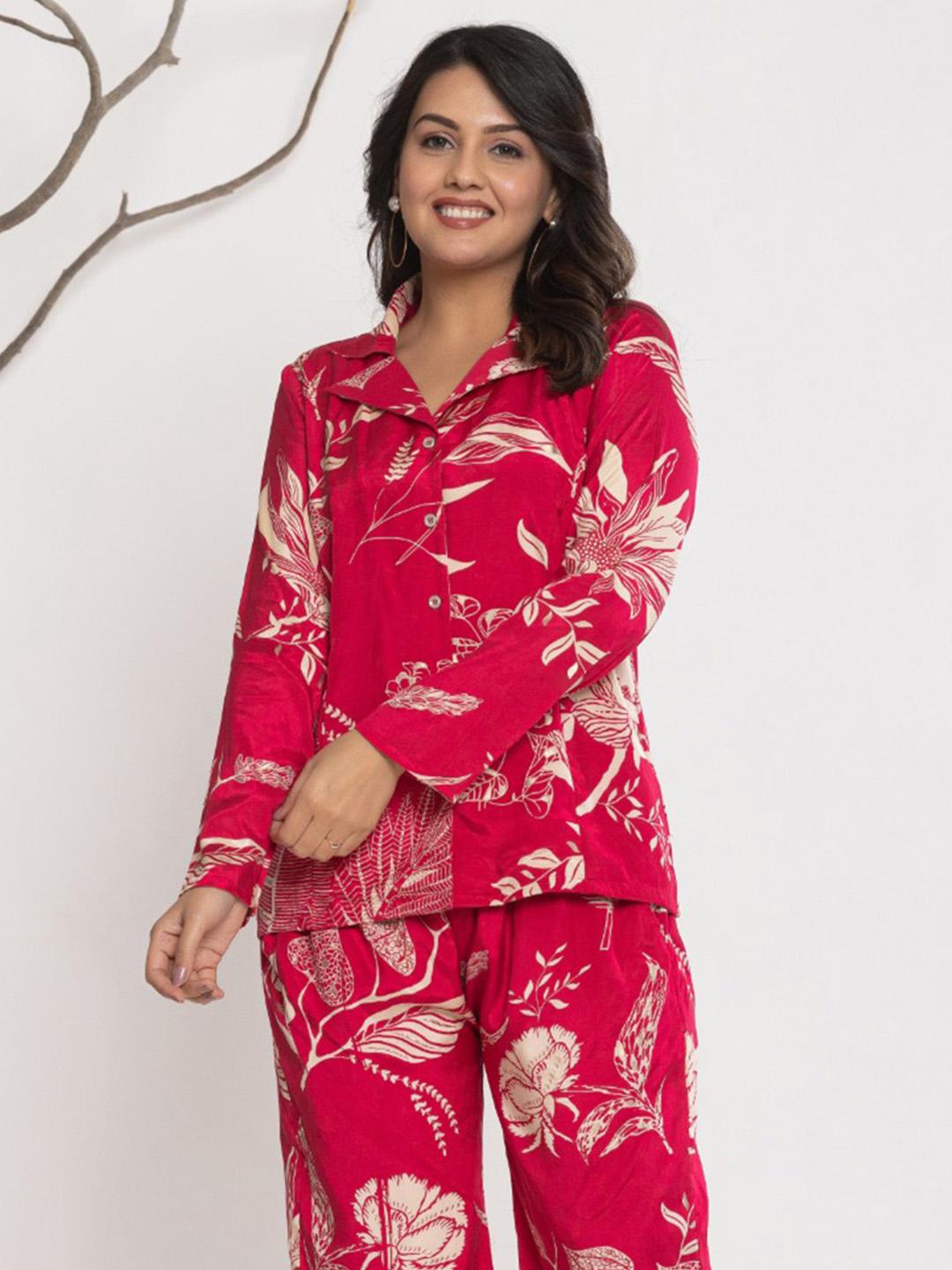 Buy Varanga Printed Shirt Collar Shirt With Trousers Co Ords - - Apparel for Women