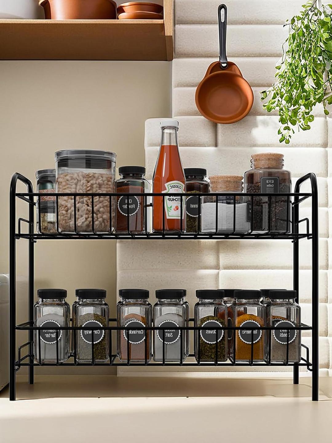 Buy Kuber Industries Black Metal 2 Layer Kitchen Racks Organizer Stand ...