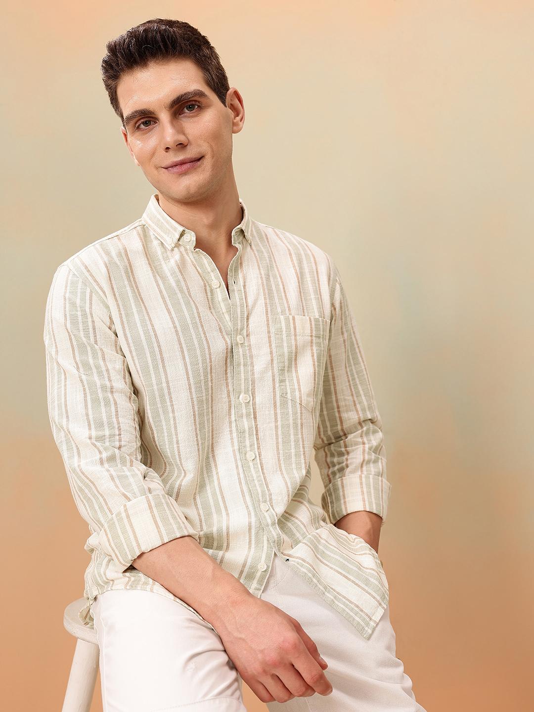 Mast & Harbour Striped Regular Fit Shirt