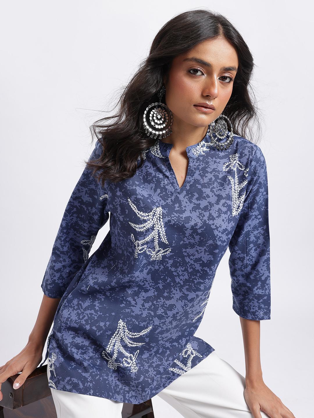 Buy Anouk Rustic Abstract Print Motif Detail Kurti - Kurtis for Women ...