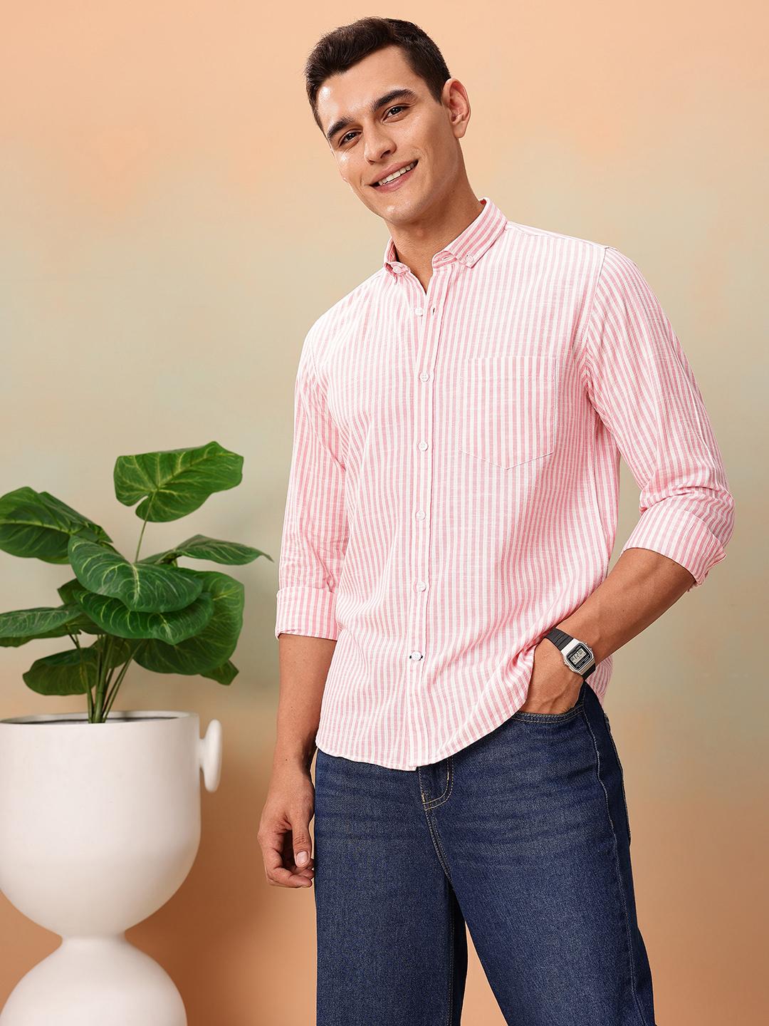 Mast & Harbour Striped Regular Fit Shirt