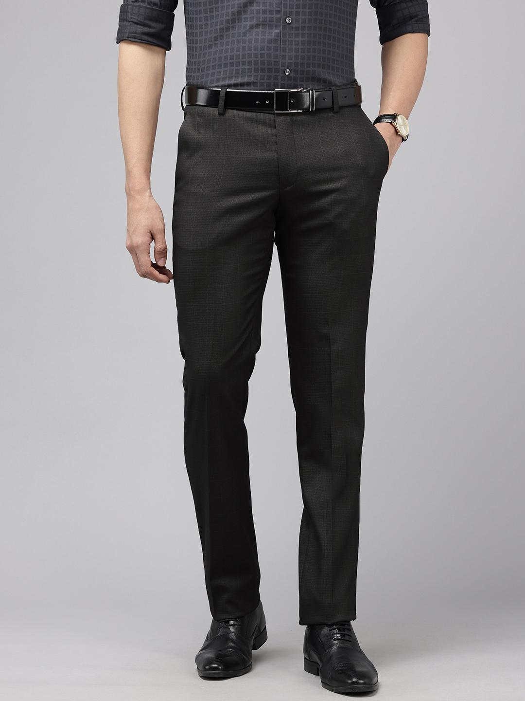 Men'S Black Tapered Fit Formal Trousers