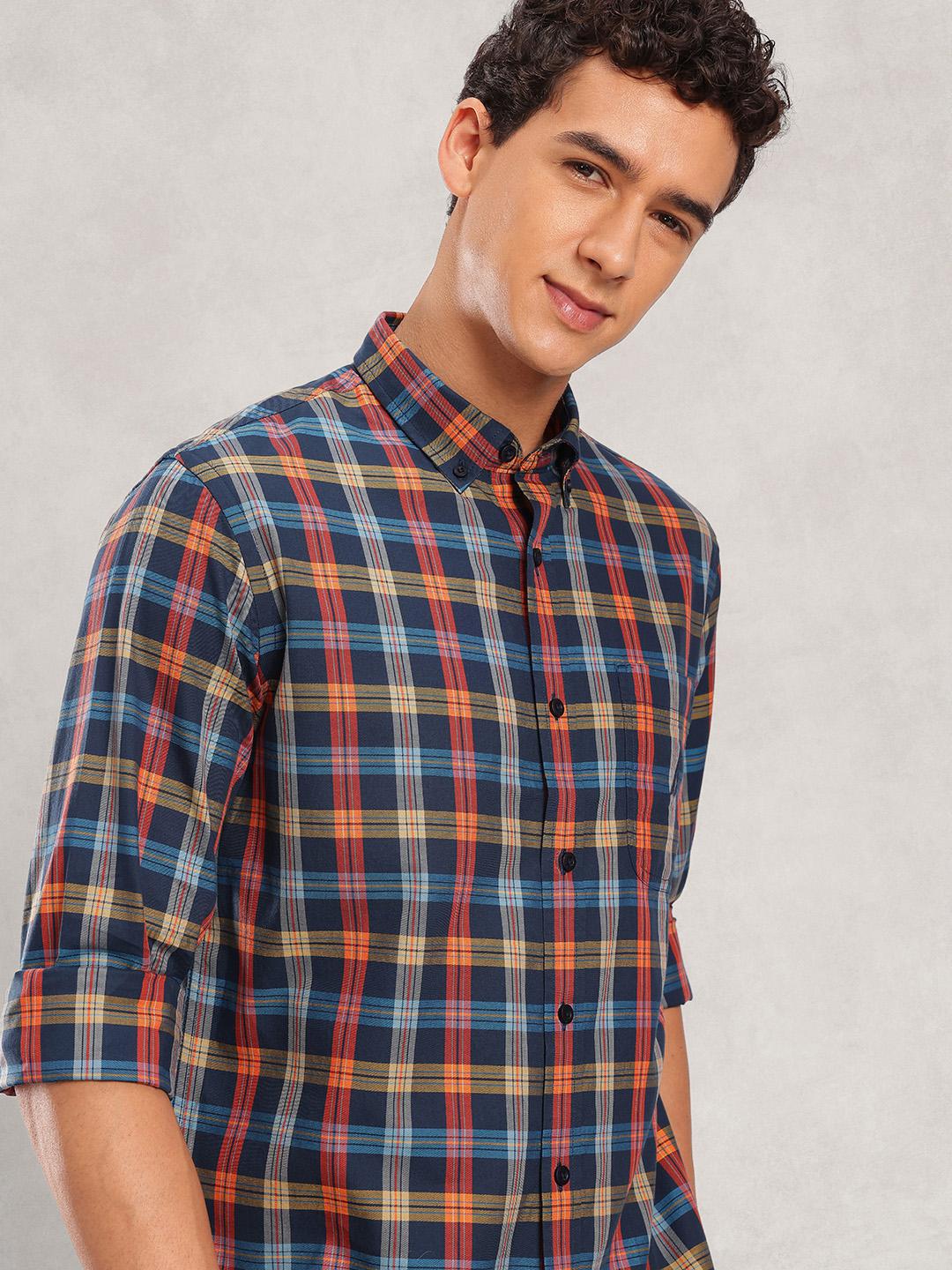 Nautica Pure Cotton Slim Fit Checked Casual Shirt