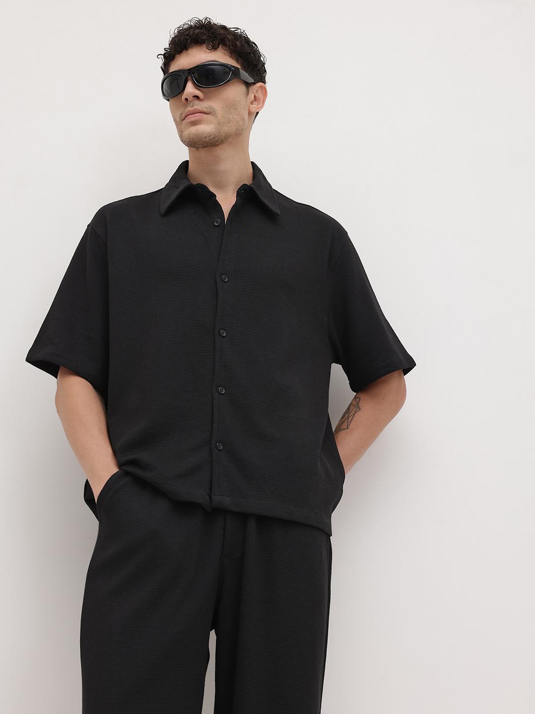 Buy The Roadster Lifestyle Co. Men Self Design Shirt With Trousers - - Apparel for Men