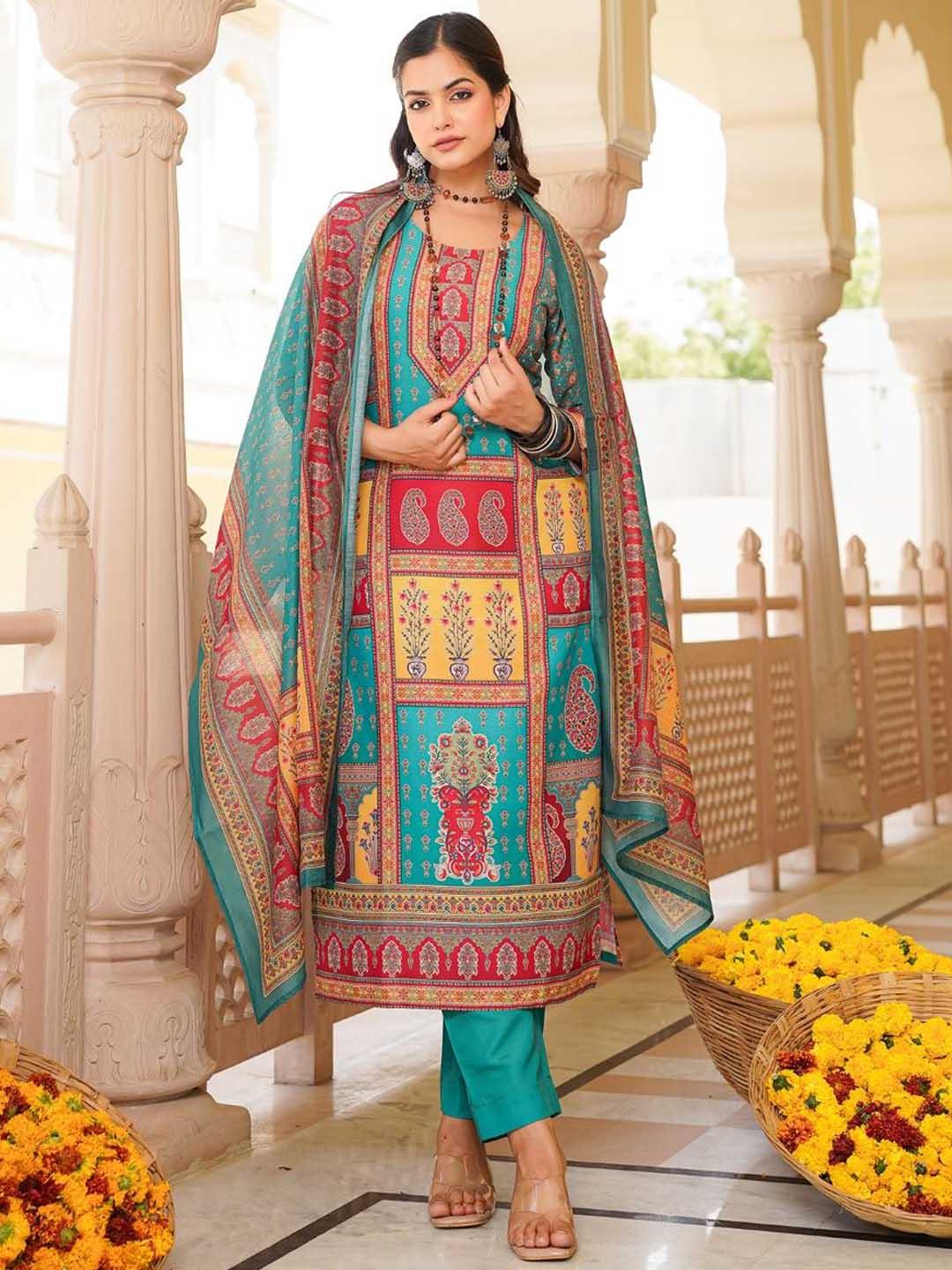 Buy KALINI Women Ethnic Motifs Printed Kurta With Trousers & With ...