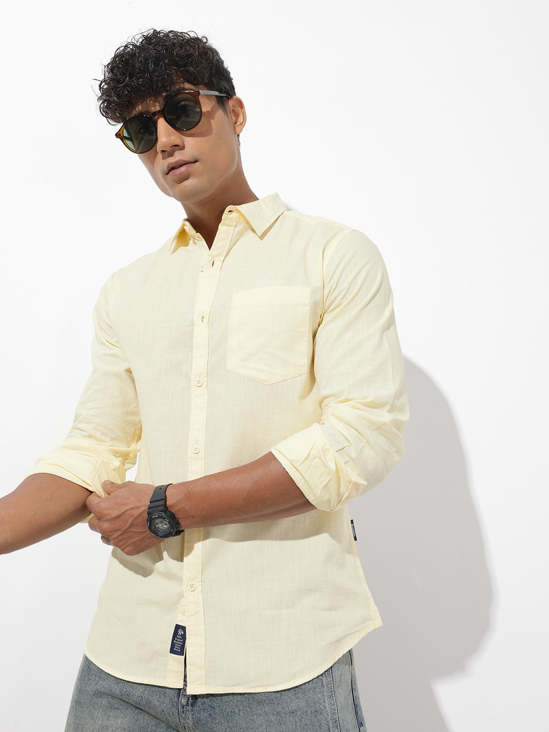 The Roadster Lifestyle Co. Men Premium Cotton Linen Casual Shirt
