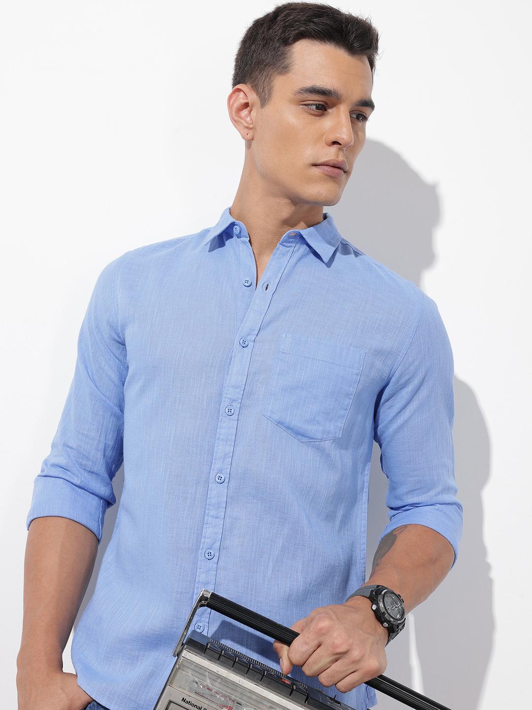 The Roadster Lifestyle Co. Solid Cotton Linen Regular Fit Shirt