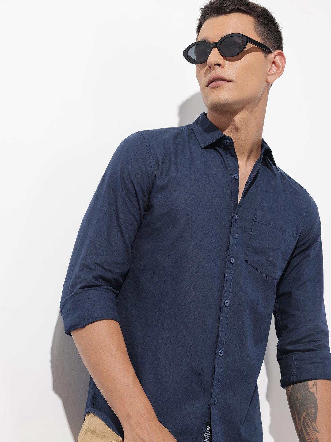 The Roadster Lifestyle Co. Solid Cotton Linen Shirt