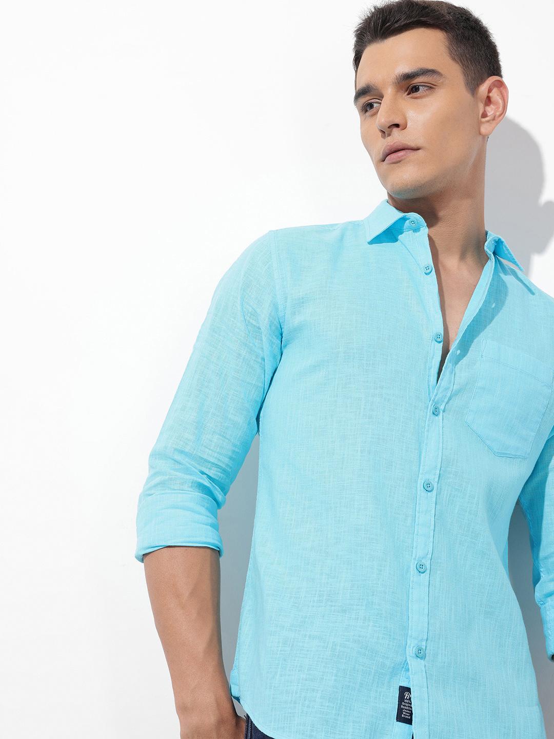 The Roadster Lifestyle Co. Solid Cotton Linen Regular Fit Shirt