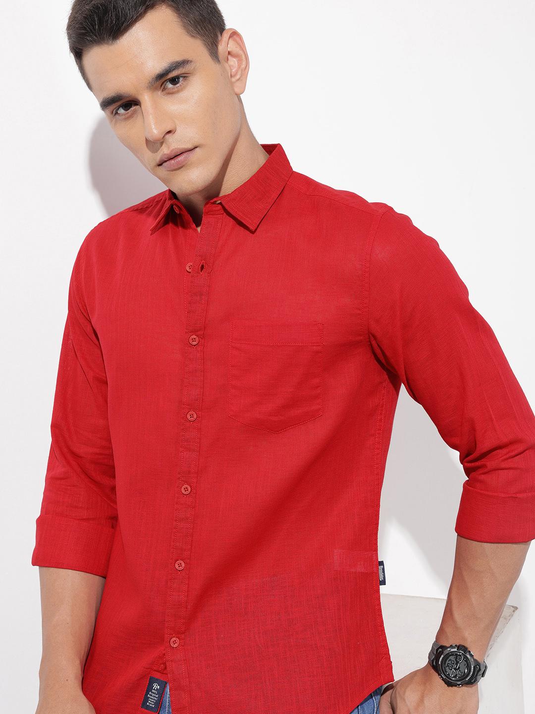 The Roadster Lifestyle Co. Solid Cotton Linen Regular Fit Shirt