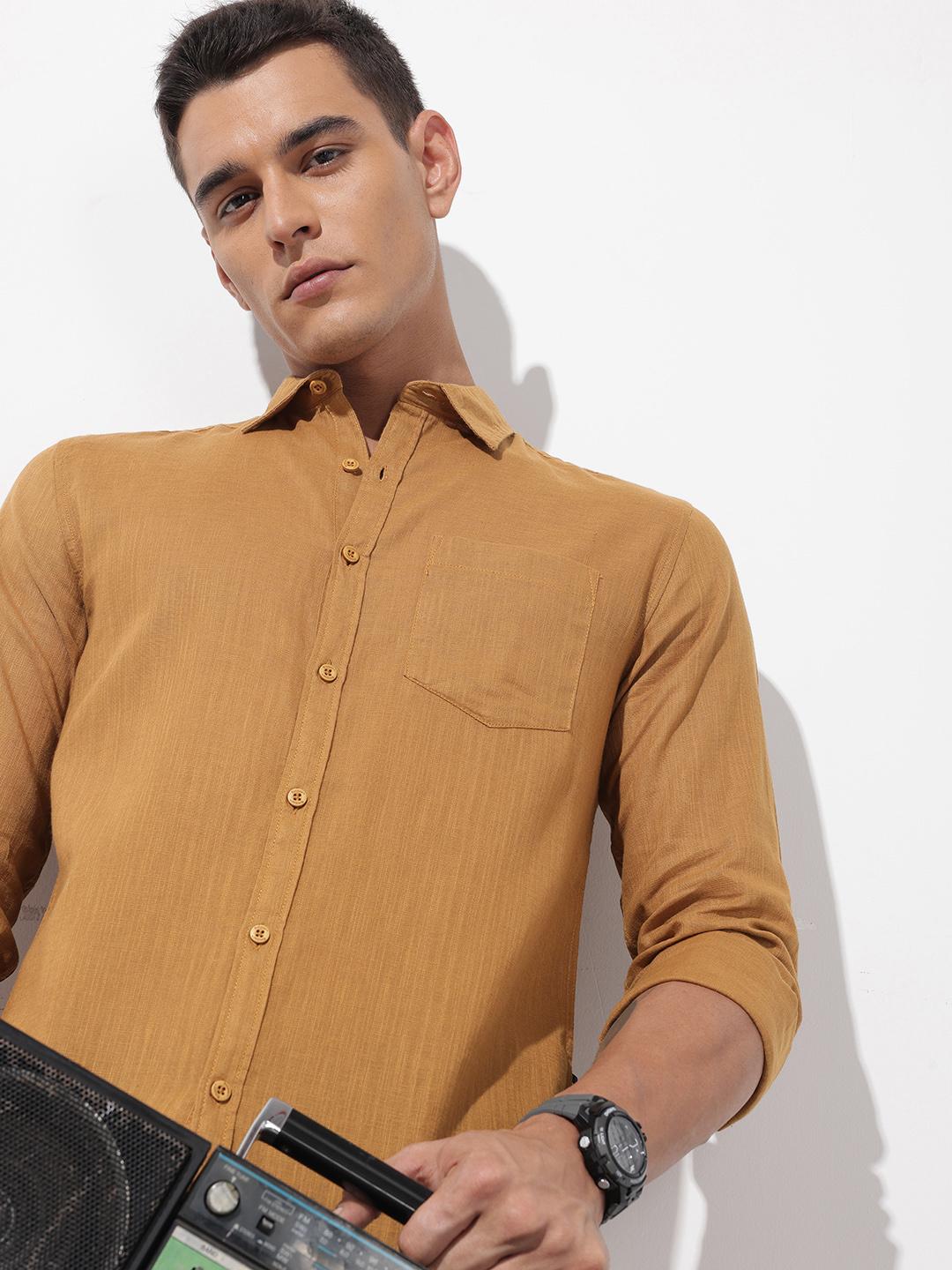 The Roadster Lifestyle Co. Solid Cotton Linen Regular Fit Shirt