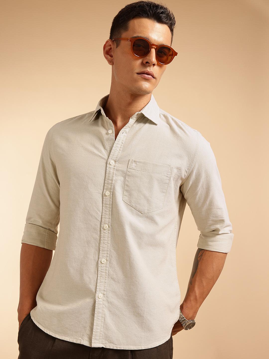 French Connection Men Premium Slim Fit Pure Cotton Casual Shirt