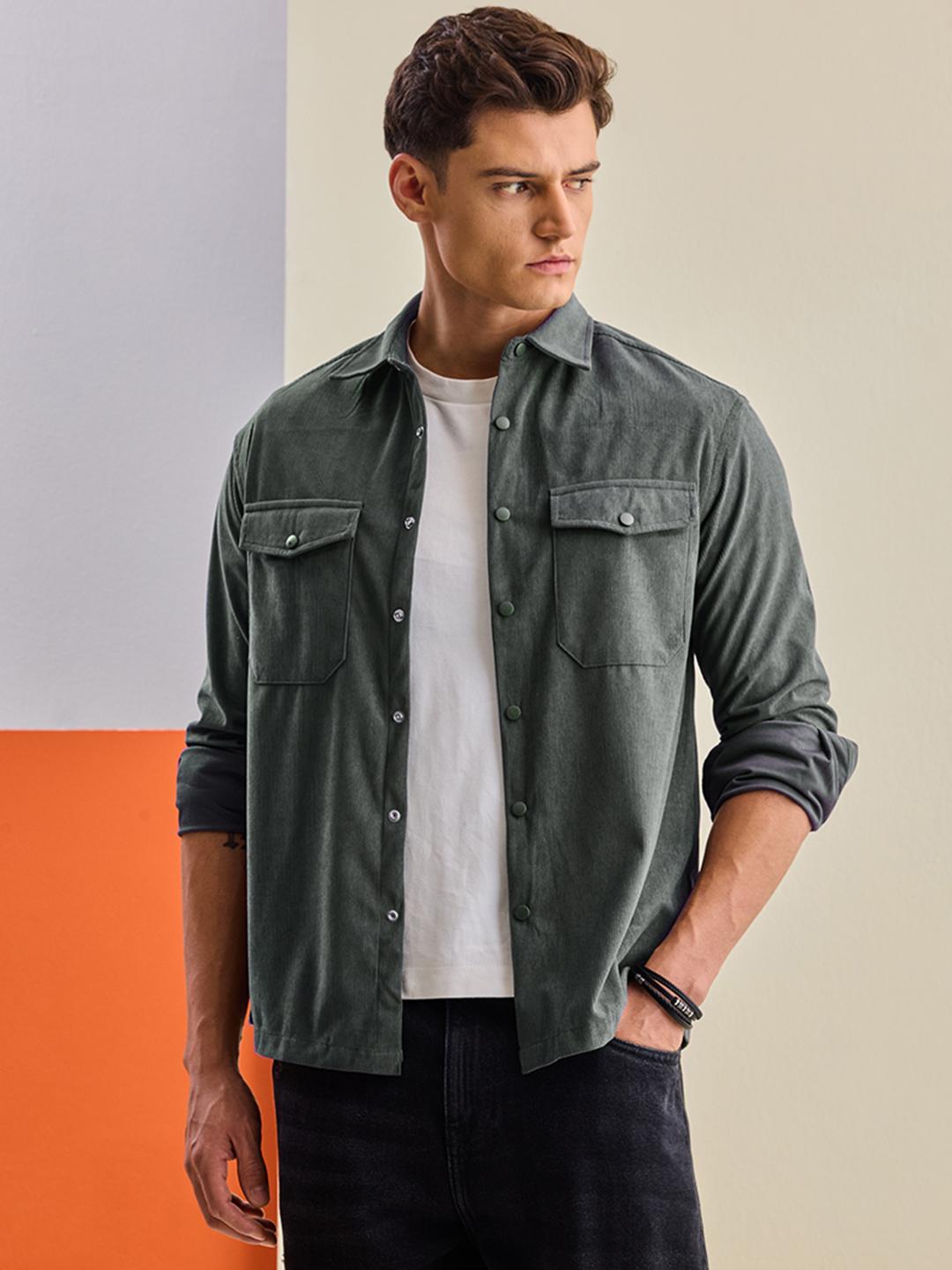 Snitch Textured Relaxed Fit Corduroy Overshirt