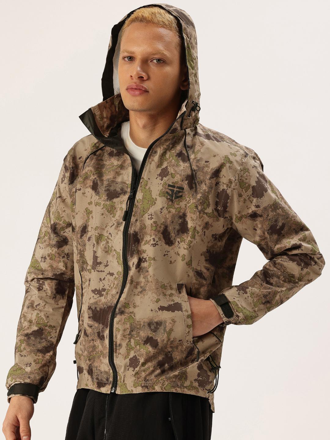 Buy FIFTY TWO Abstract Printed Hooded Rain Jacket - - Apparel for Men