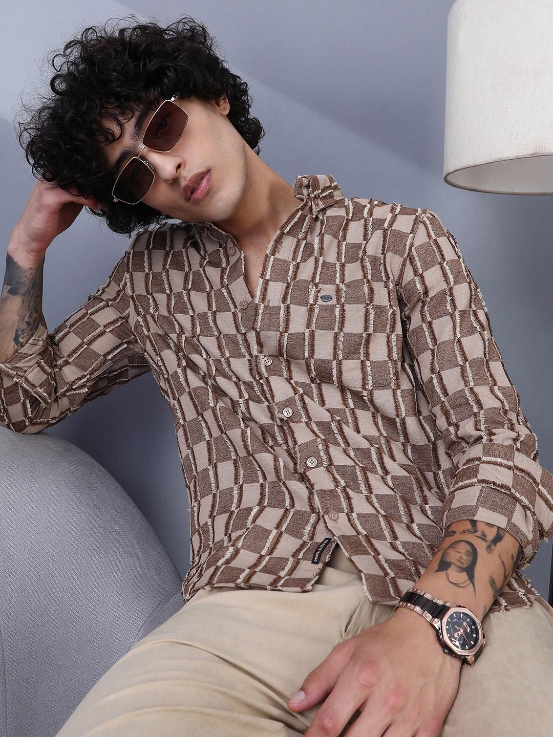 Campus Sutra Men Comfort Multi Stripes Checked Casual Shirt