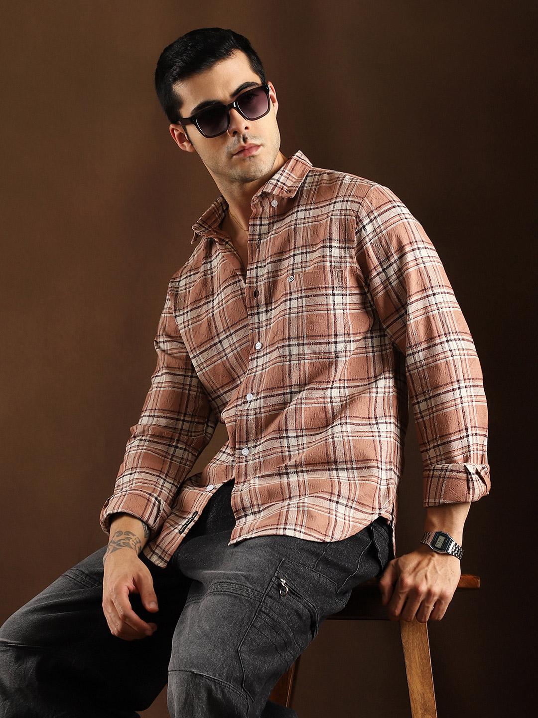 Campus Sutra Men Comfort Multi Stripes Checked Casual Shirt
