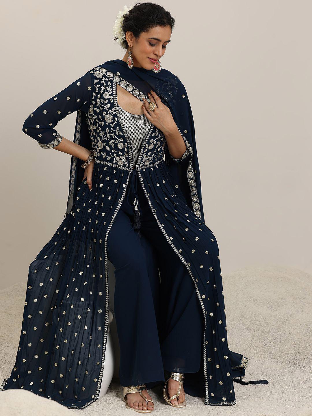 Buy Libas Embellished Top Shrug Dupatta With Palazzos Co Ords - - Apparel for Women