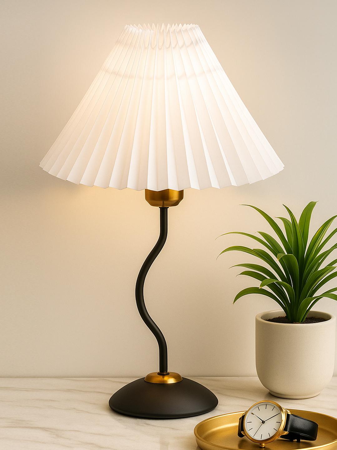 Buy Homesake White Textured Frusturical Shaped Table Lamp -  - Home for Unisex
