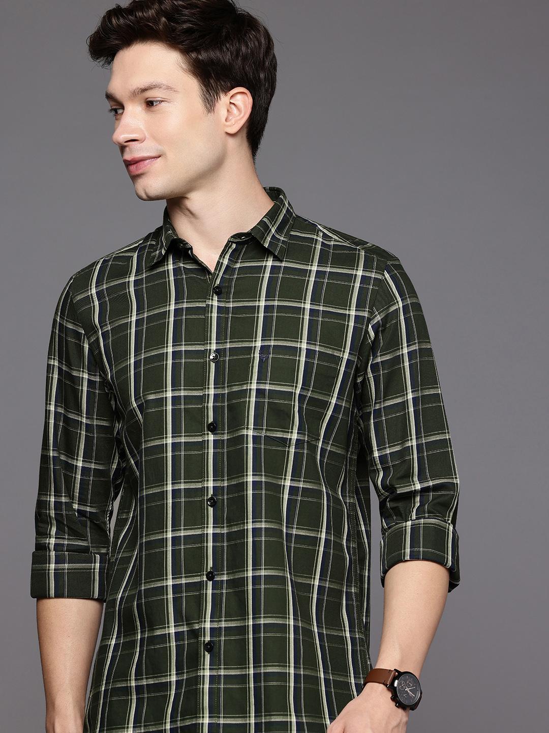 Allen Solly Custom Slim Fit Checked Pure Cotton Casual Shirt