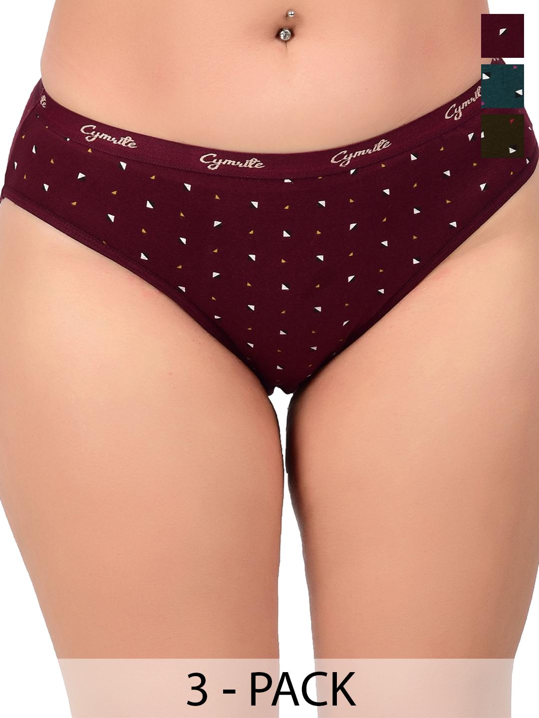 Buy CYMRITE Set Of 3 Hipster Mid Rise Briefs - - Apparel for Women
