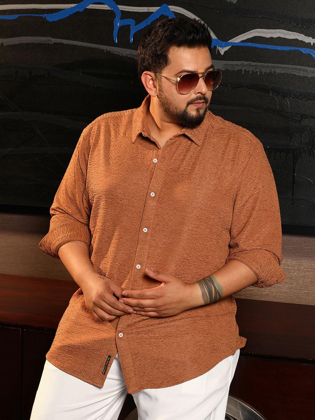 Instafab Plus Comfort Spread Collar Cotton Shirt