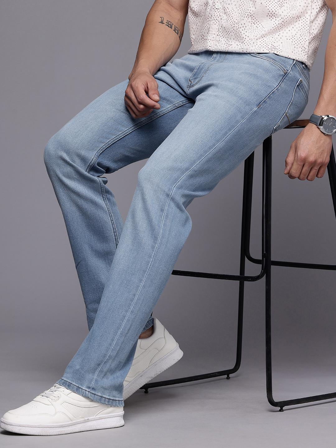 Louis Philippe Men Regular Fit Stretchable Mid Rise Ice Wash Jeans