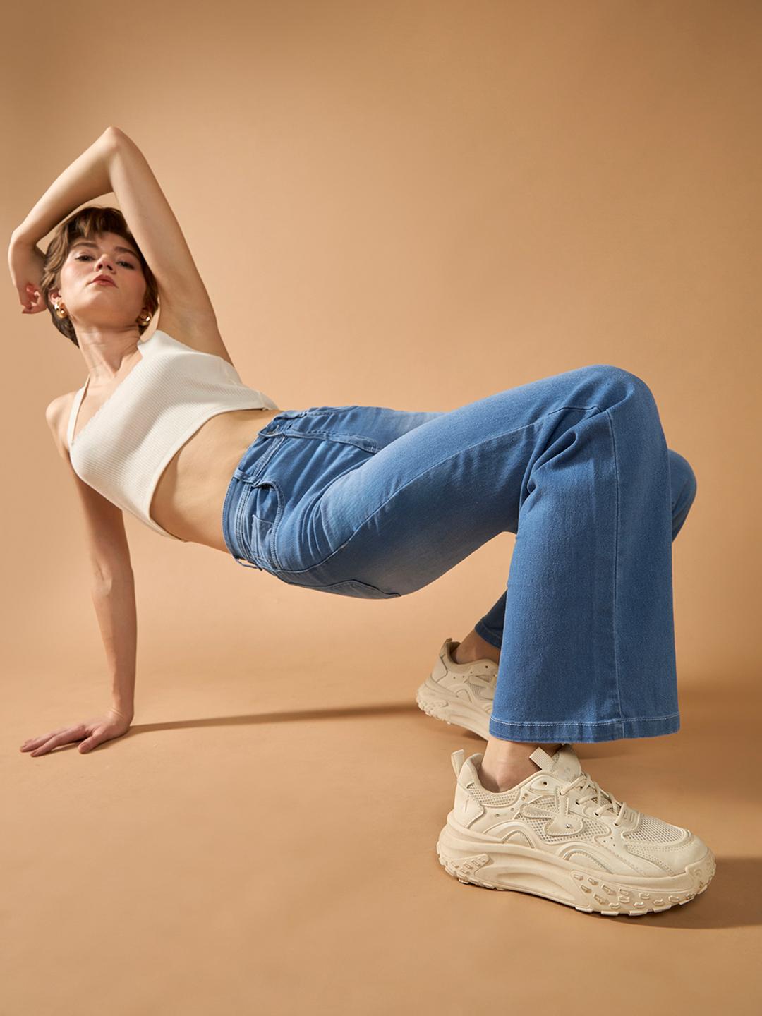 The Roadster Lifestyle Co. Women Cotton Mid-Rise Wide Leg Jeans