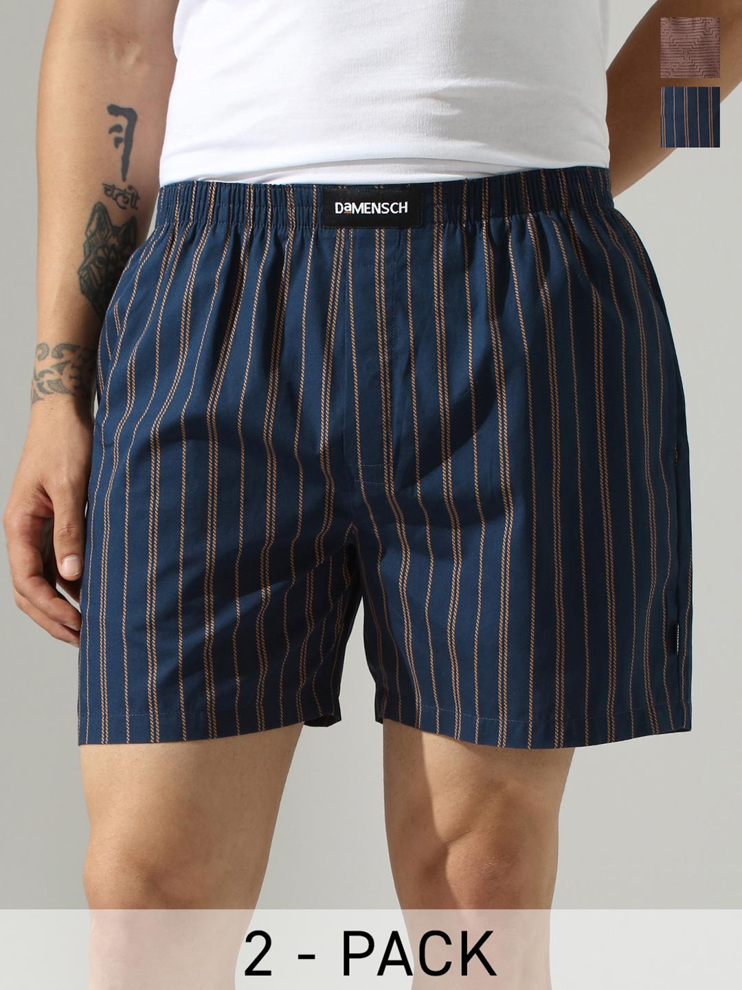 Buy DAMENSCH Pack Of 2 Printed Ultra Light Pure Cotton Boxers 62034990 - - Apparel for Men