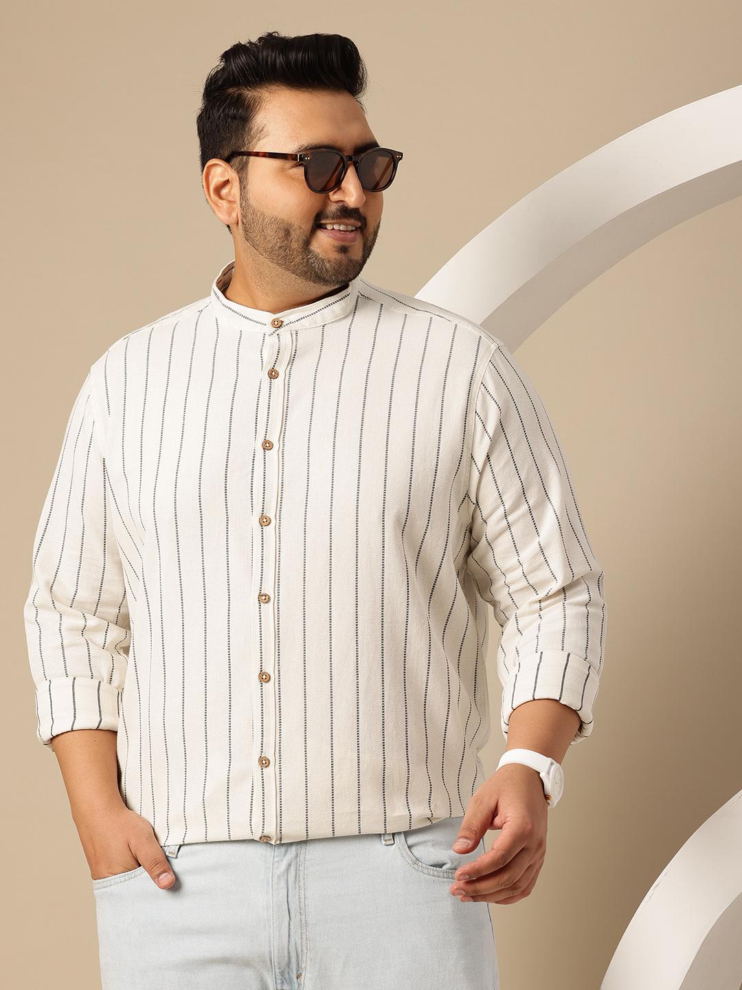 Sztori Men Plus Size Striped Casual Shirt