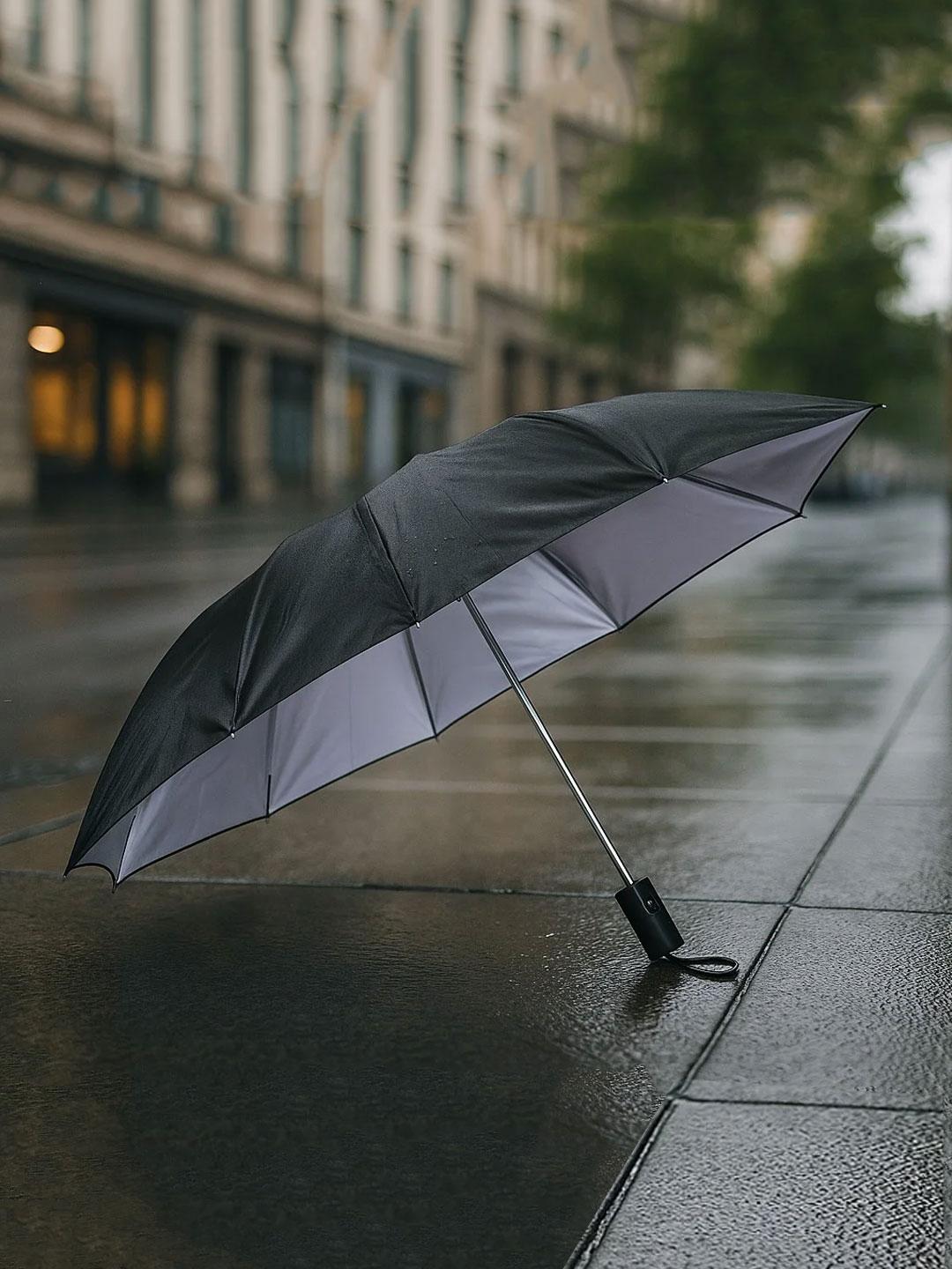 Steve & Anderson Black & Grey Automatic 2 Fold Umbrella